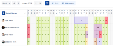 Ausschnitt von Team Kalender
